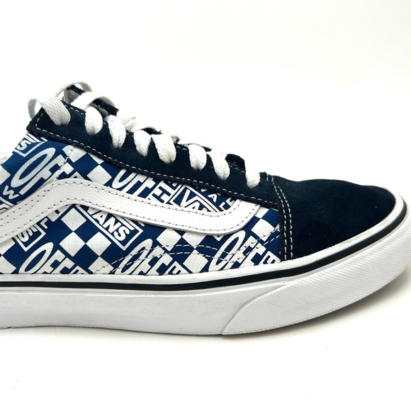 Vans Old Skool Blue White Off The Wall Logo Suede Sneakers Women's 8.5 Mens 7.0 - Picture 8 of 16